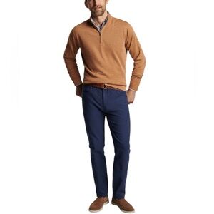 PETER MILLAR Crown Comfort 1/4 Zip-Up Pullover British Tan Long Sleeve A12